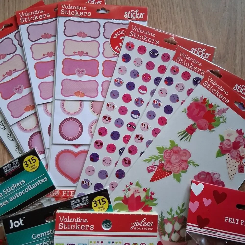 Valentine's Scrapbook Junk Journal Sticker Lot Bundle